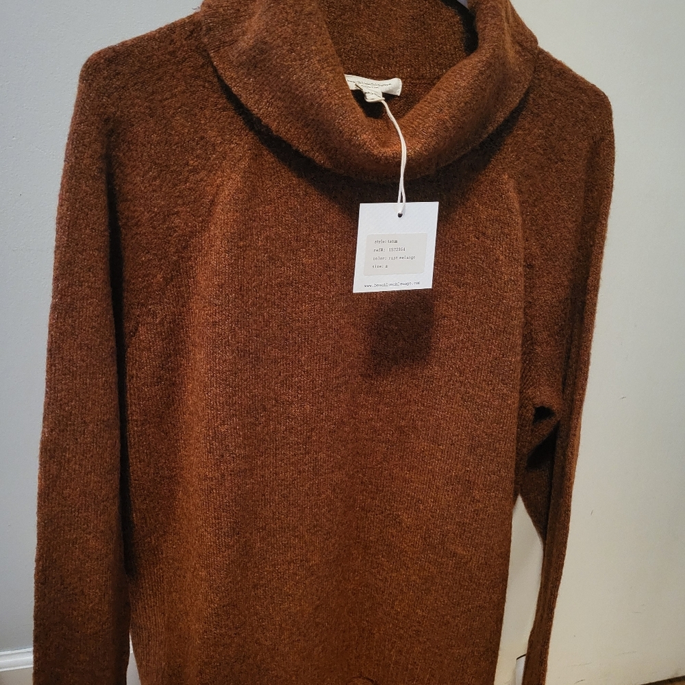 Womens knit turtleneck rust color